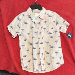 Flamingo Print Kids Shirt - Pink